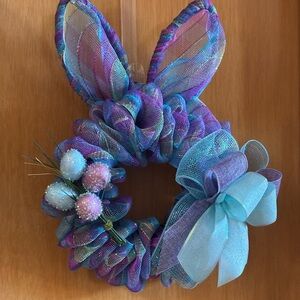 Colorful Mesh Bunny Wreath